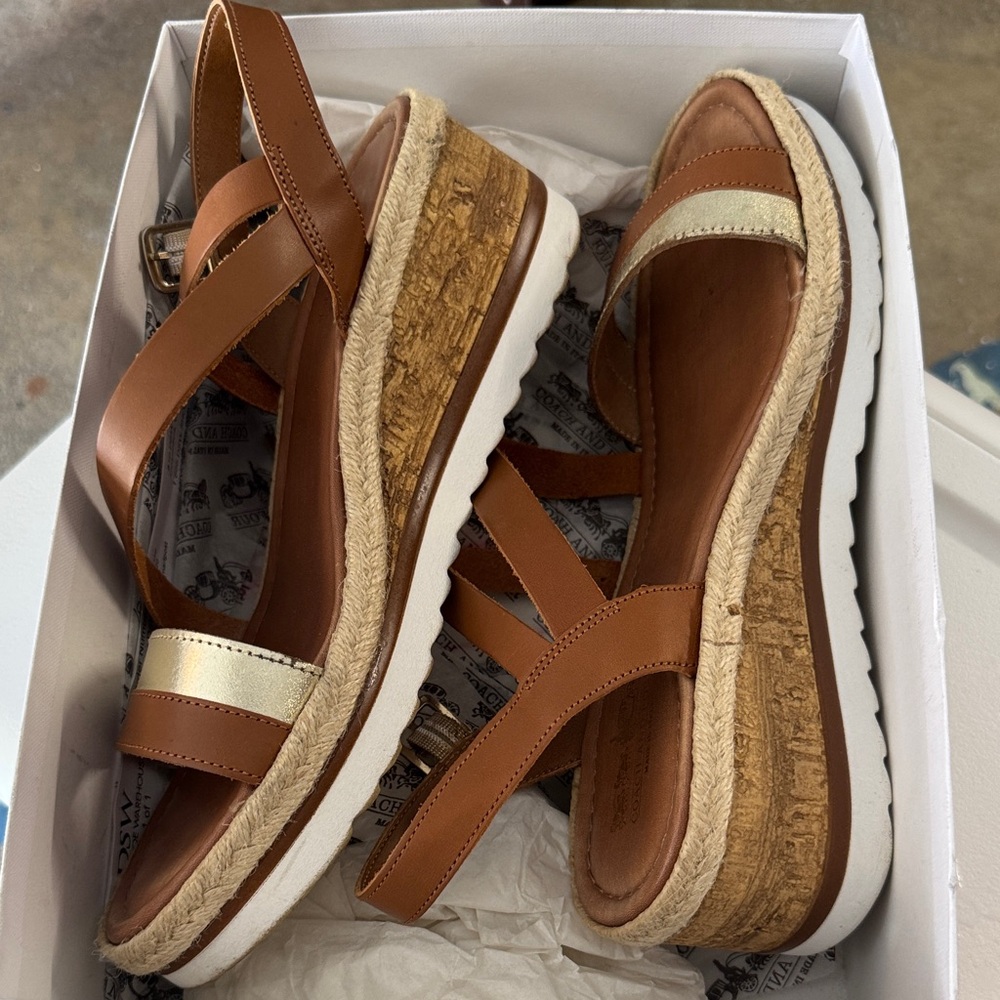 Coach Tan and Gold Women's Sandals